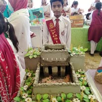Students presenting creative exhibition projects