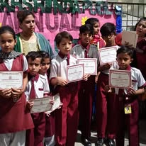 Students receiving awards for their achievements