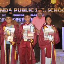 Students receiving awards for their achievements